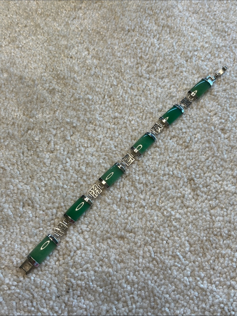 Jade and silver bracelet